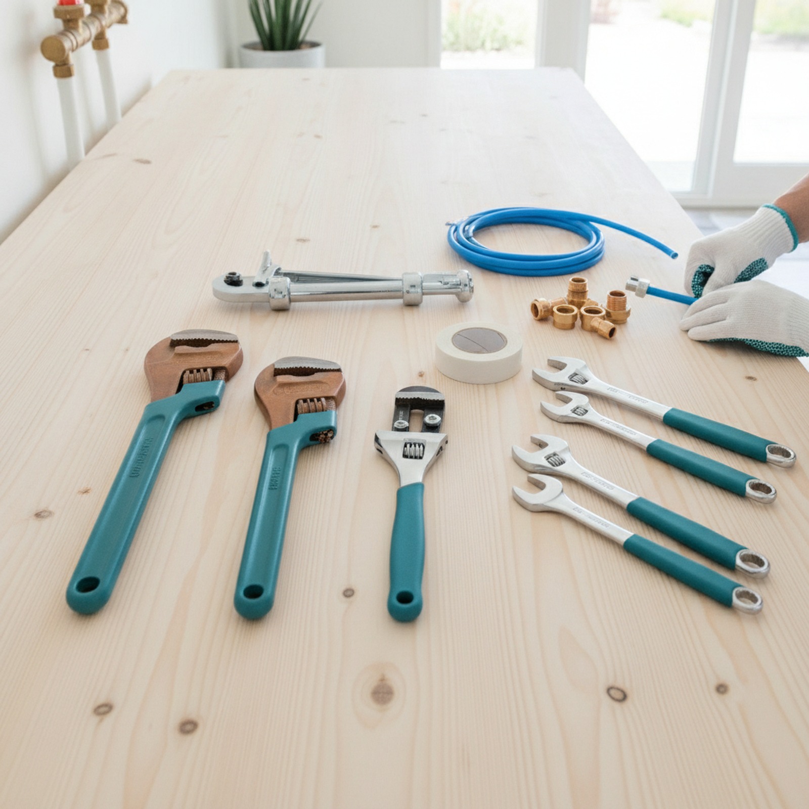 Organized professional plumbing tools ready for a service call